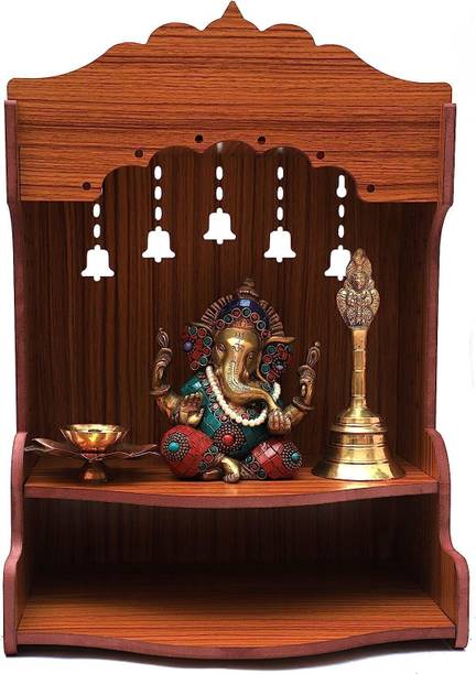 LAKHAJI Wooden Handcrafted Fordable Temple Beautiful Wall Hanging Temple Engineered Wood Home Temple