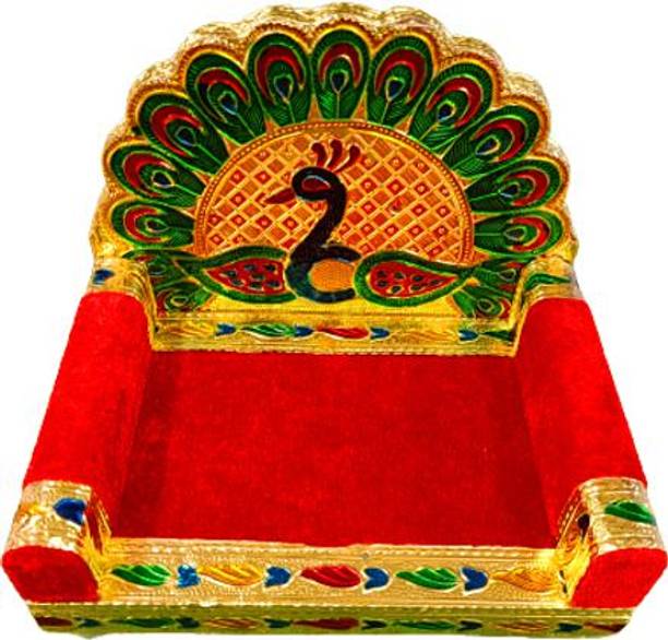 Dev Samagri Krishna/Ladoo Gopal Wooden Meenakari Singhasan (X large) Solid Wood Home Temple