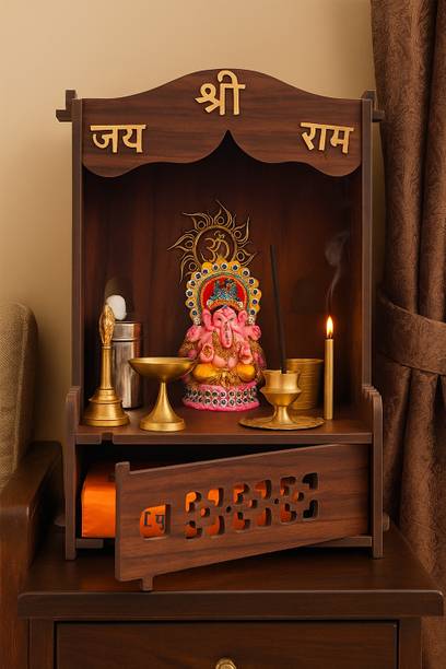 Foxit Pooja Mandir decor Home Temple/Home mandir/god Stand for Home/Pooja Stand/Home Engineered Wood Home Temple
