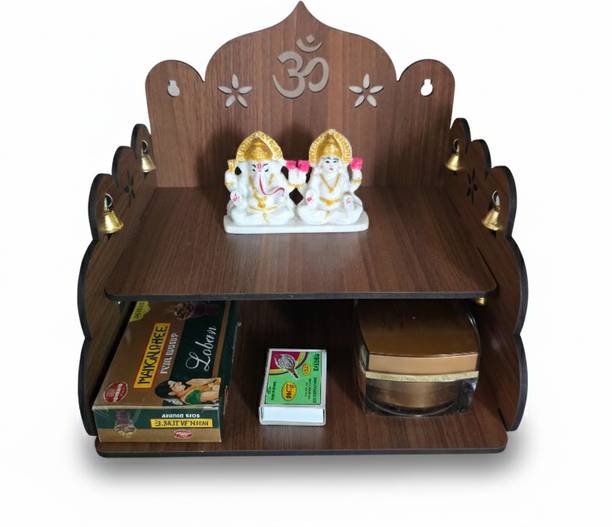 Bindian Wooden Temple for Home and Gift Purpose Solid Wood Home Temple Engineered Wood Home Temple