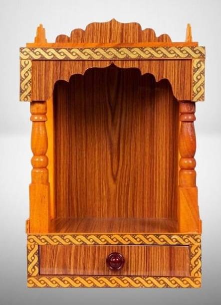 Shambhu Enterprises Wooden Plywood Mandir for Pooja Home Decoration Beautiful Temple Solid Wood Home Temple