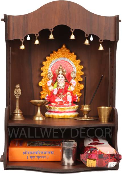 homewey decor Wall Mount Temple ll Pooja Ghar ll Dev Dwar For Home&Office Solid Wood Home Temple