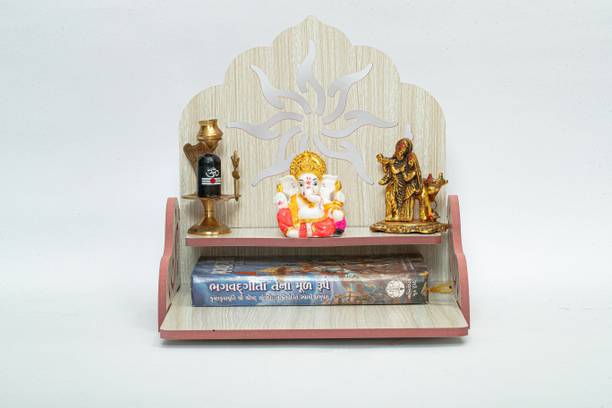 STASTORE Temple Puja Mandir Art and Craft Wooden Temple for Home & Office. Engineered Wood Home Temple