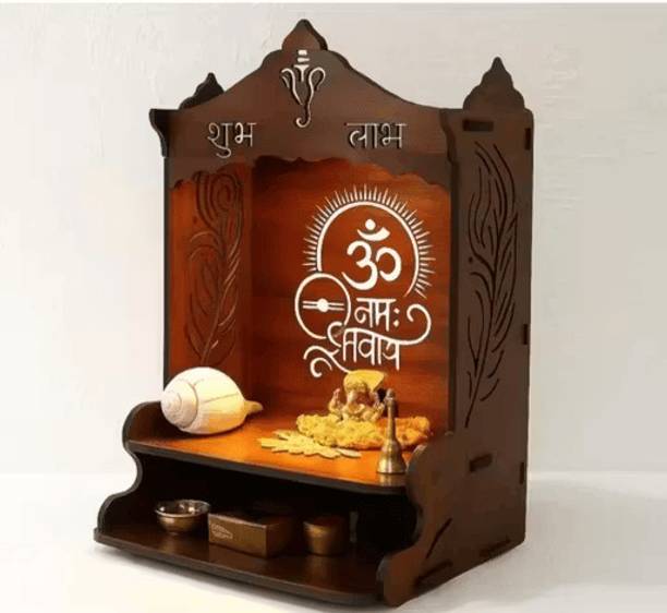 ARBOREALIX Wooden Mandir for Home Pooja Engineered Wood Home Temple