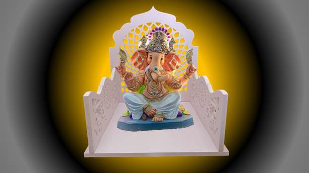 MD Style Ganpati Decoration Sinhasan/Table Top Mandir PVC Pooja Temple for Home & Office Engineered Wood Home Temple