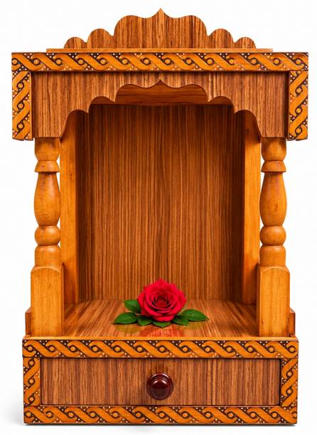 JAYSHRIMAHAKALFURNITURE Compact Pooja Mandir Solid Wood Home Temple