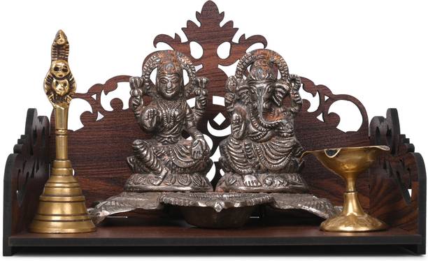 Gojeeva Premium Om Carved Pattern Devghar, Set-Top Box Stand Wooden Mandir Temple Engineered Wood Home Temple
