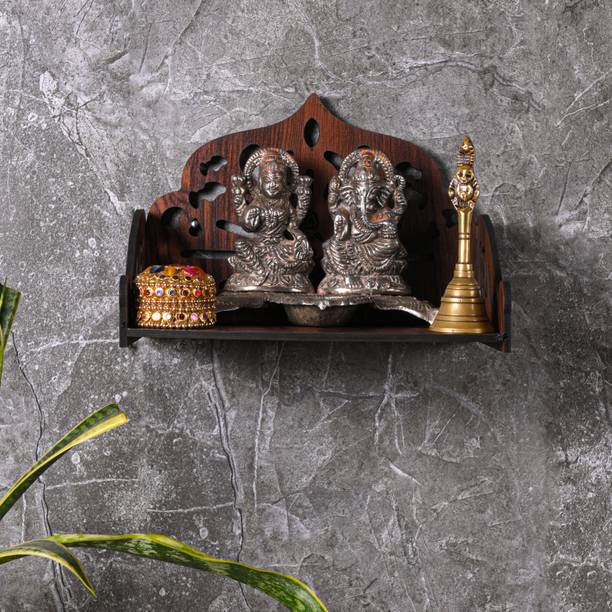 TrendyHouse Premium Wooden Ganesh Ji Carved Pattern Devghar, Set-Top Box Stand Mandir Temple Engineered Wood Home Temple