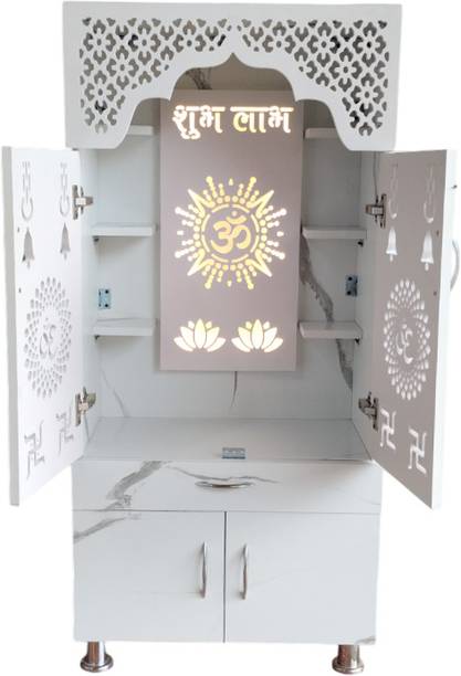 ChiselChant Beautiful Home Temple/Pooja Mandir with Led Lights (Pre assembled) Engineered Wood Home Temple