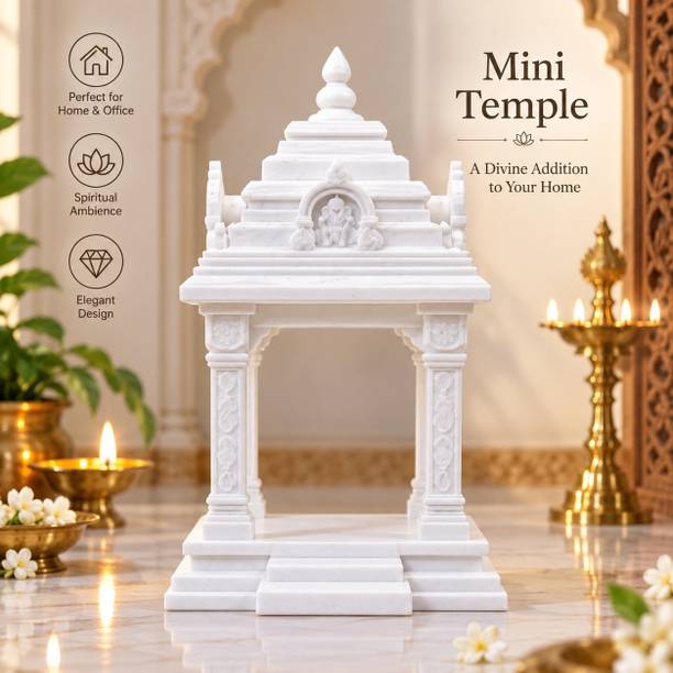 MLAB Elegant Mini White Temple Mandir PVC Foam Board Home Temple