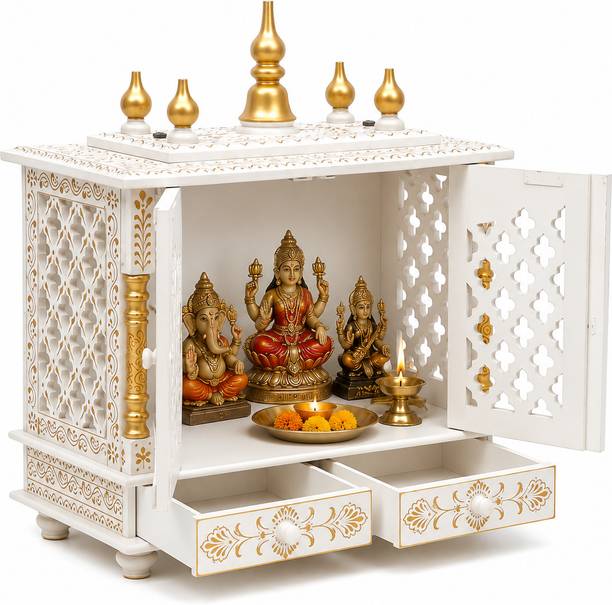 FurniGully Wooden Temple/Home Temple/Pooja Mandir/Pooja Mandap/Temple Solid Wood Home Temple