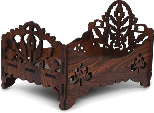 Gojeeva Premium Wooden Carved Pattern Designer Bed For Kanha Ji/Gopal Ji Bed Wooden All Purpose Chowki