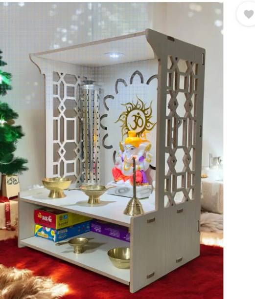 सक्षम Pooja Mandir Home Office with LED Light H- 18 L- 16 W -8.75 In Home Temple इंजीनियर वुड घर का मंदिर
