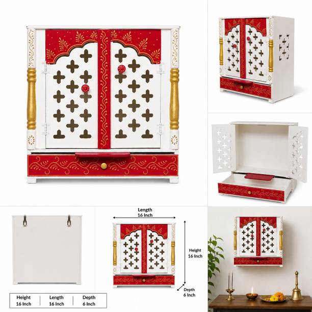 JAMWAIART Mandir for Pooja Home Decoration Solid Wood Home Temple