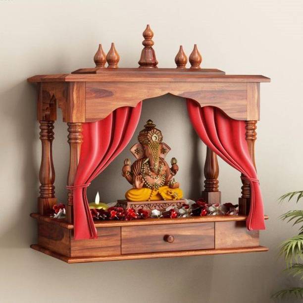 Woodsberry Wooden Temple | Pooja Mandir for Home | Big Size Solid Wood Home Temple