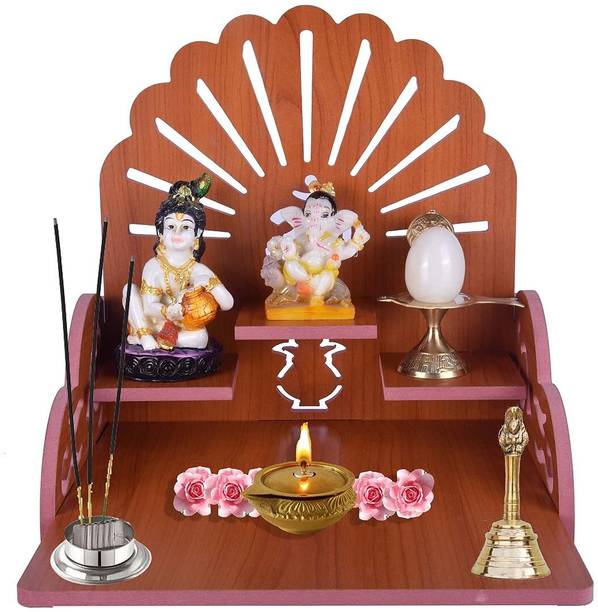 ZenEra Wooden Wall Hanging Temple For Home,office,Shop, And More Beautiful Pooja temple Engineered Wood Home Temple