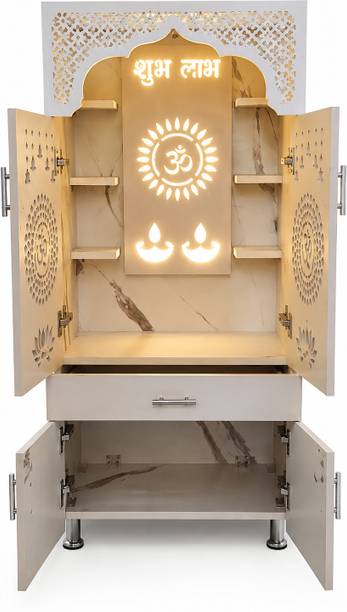 Devora Furniture Temple/Pooja Unit/Mandir With Led Light(Height 130cm Pre-assembled) Engineered Wood Home Temple