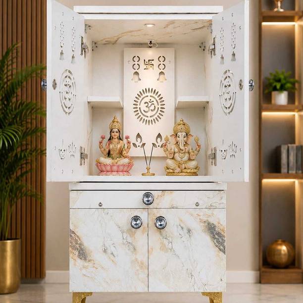 Techf creation TECHF Marble Finish Engineered Wood Home Temple