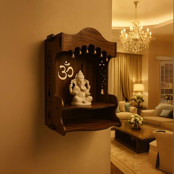homewey decor Wall Mount Temple ll Pooja Ghar ll Dev Dwar For Home&Office Engineered Wood Home Temple