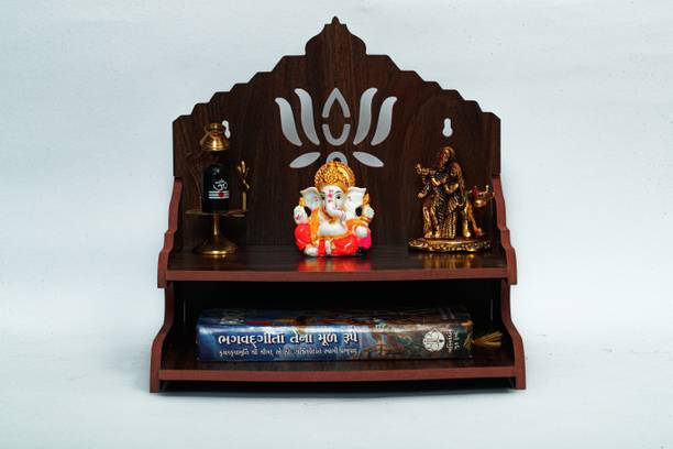 STASTORE ART Wooden Wall Mounted Hanging Puja Mandir for Home Wall Office &Shop Engineered Wood Home Temple