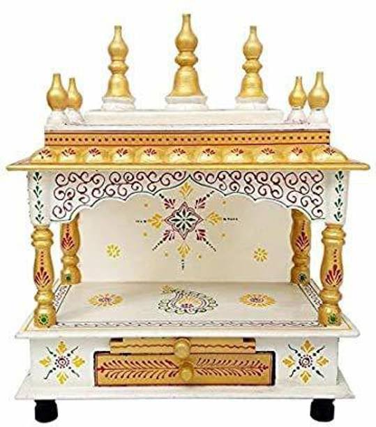 FurniGully Mandir Wooden Temple for Home Pooja, Arti Temple for Home and Office Solid Wood Home Temple