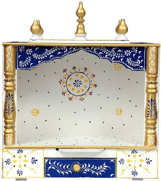 CRAFTLIA (Mandir) Temple for Home Pooja, Arti with Drawer Solid Wood Home Temple