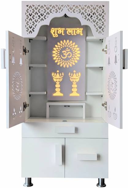 Old Wolf Furniture White Wooden Temple With LED Light (H: 4 Ft. 3 In., W: 2 Ft., D: 1 Ft. 1 In.) Engineered Wood Home Temple