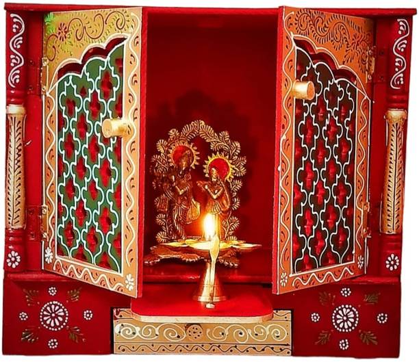Bhagwati Mandir Wooden Temple for Home Pooja, Arti Temple for Home and Office Solid Wood Home Temple