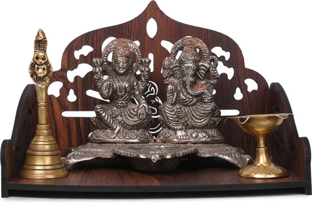 Gojeeva Premium Ganesh Ji Carved Pattern Devghar, Set-Top Box Stand Wooden Mandir Temple Engineered Wood Home Temple