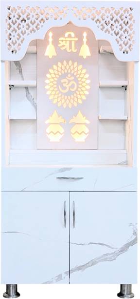 Old Wolf Furniture Wooden Temple With Light | Engineered Wood Home Temple