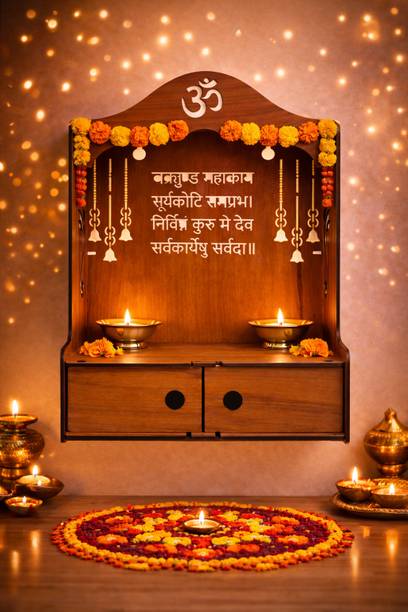 Expro Shlok Design Wooden Wall Mandir Engineered Wood Home Temple