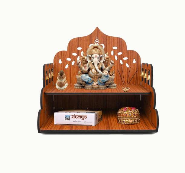 CRAFTZO Premium Lord Ganesh Carved Temple | Mandir | Pooja Mandir | Temple For Home | Engineered Wood Home Temple