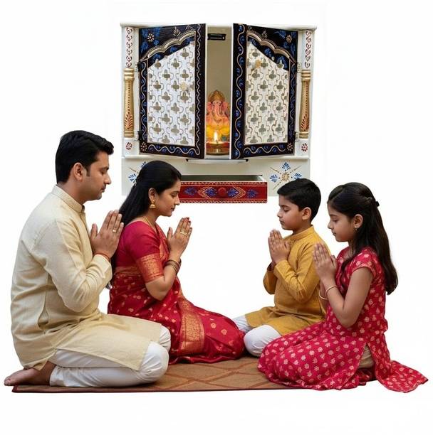 Bhagwati Wooden Temple For Home/Wooden Mandir For Home Engineered Wood Home Temple