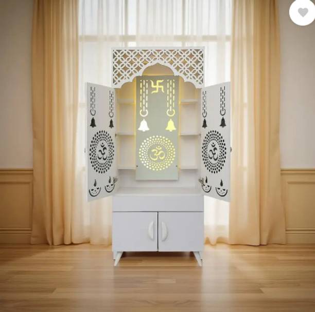 Flipkart Perfect Homes Studio Divine Dwelling 17001 Pooja Mandir|Temple for Home & Office with Led Back Light Engineered Wood Home Temple
