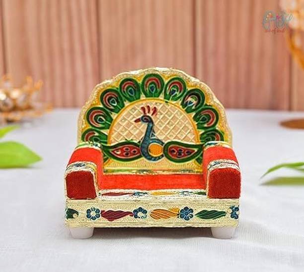 RUSHVILLE WOODEN MEENAKARI LADDO GOPAL SINGHASAN FOR TEMPLE 0 TO 1 NUMBER Solid Wood Home Temple