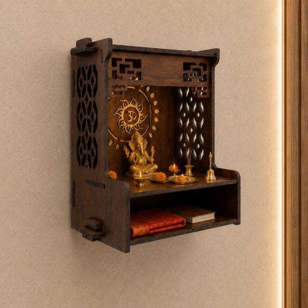 homewey decor Wall Mount Temple ll Pooja Ghar ll Dev Dwar For Home&Office Engineered Wood Home Temple