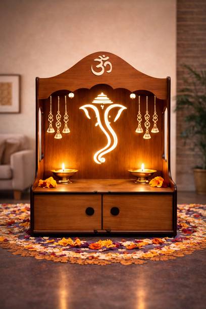 Expro Ganesha Wooden Wall Mandir Engineered Wood Home Temple