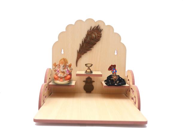 Rudrax Art and Craft Wooden Temple Beautiful Mandir Engineered Wood Home Temple ART Wooden Wall Hanging Temple for Home and Shop ,Office and home showpiece templeWooden Rack Double Layer Hindola Handmade Goddesses Jhula for God Idols for Home, Mandir & Office Decoration. Engineered Wood Home Temple