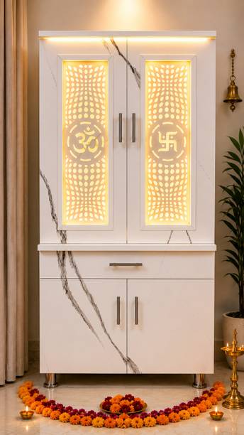 Nysha Home Temple with auto Sensor Light closing (Pre-assembled) Height 130cm Engineered Wood Home Temple