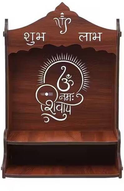 Aadarsh Om Namah Shivay Shubh Labh Design | Home Temple with Shelf Engineered Wood Home Temple