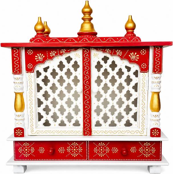 FurniGully Wooden Temple/Home Temple/Pooja Mandir/Pooja Mandap/Temple Solid Wood Home Temple