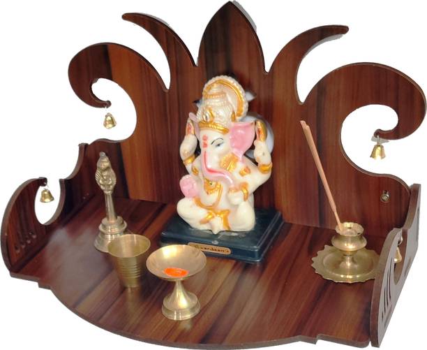 Pinkcity International Wall Mount Temple ll Pooja Ghar ll Dev Dwar For Home&Office Engineered Wood Home Temple