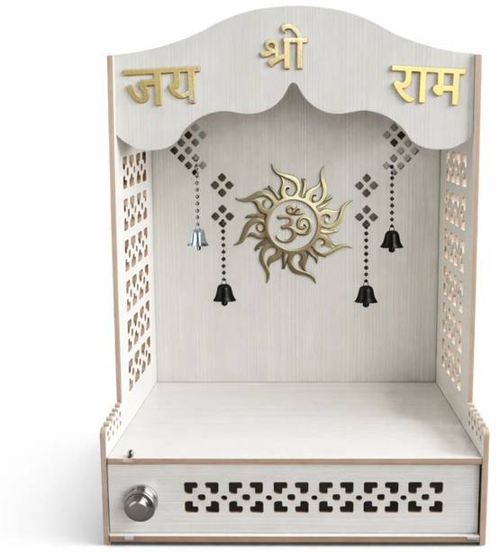 Pinkcity International Wall Mount Temple ll Pooja Ghar ll Dev Dwar For Home&Office Solid Wood Home Temple