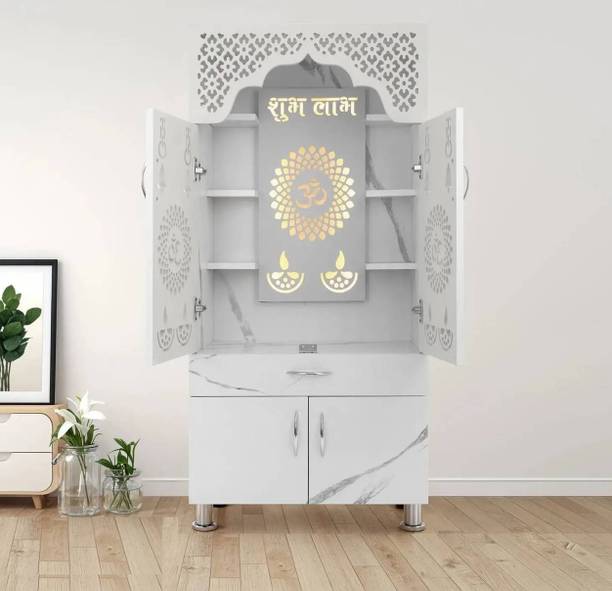 Foxit Furniture Temple/Pooja Unit/Mandir With Led Light Engineered Wood Home Temple Engineered Wood Home Temple
