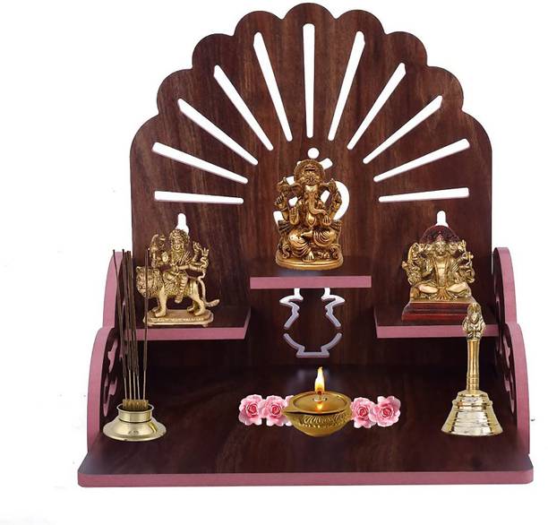 Goelite Wooden Wall Hanging Temple For Home,office,Shop, And More Beautiful Pooja temple Engineered Wood Home Temple