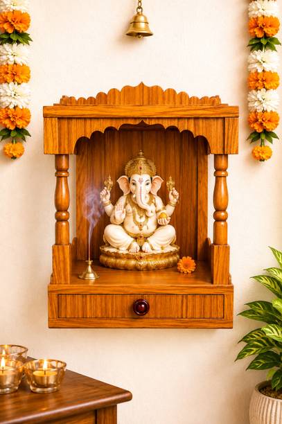 Nivistar Enterprises. Premium Wooden Pooja Mandir Engineered Wood, Solid Wood Home Temple