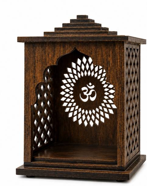 Rebirth Om Design Wooden Mandir for Home Engineered Wood Home Temple