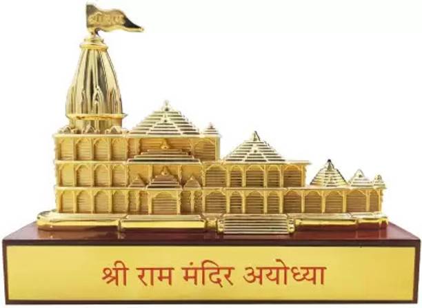 ViaZAID Wood LED Lights ShrI RAM Temple,Mandir for Home Car Dashboard Gift Decorative Showpiece  -  5 cm