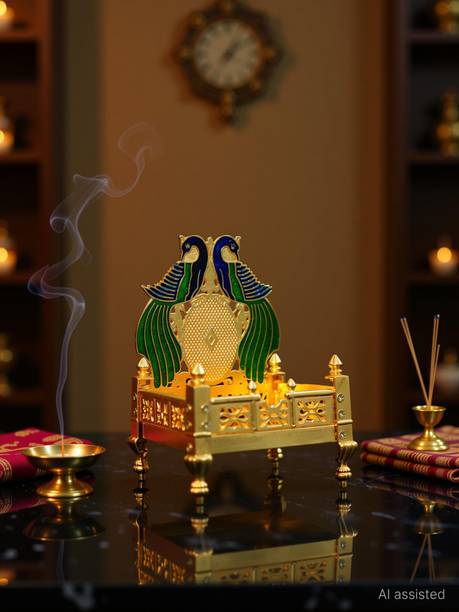 Chhariya Crafts Metal Krishna Sihasan, Laddu Gopal Singhasan For Home And Offices Mandir Decorative Showpiece  -  17 cm