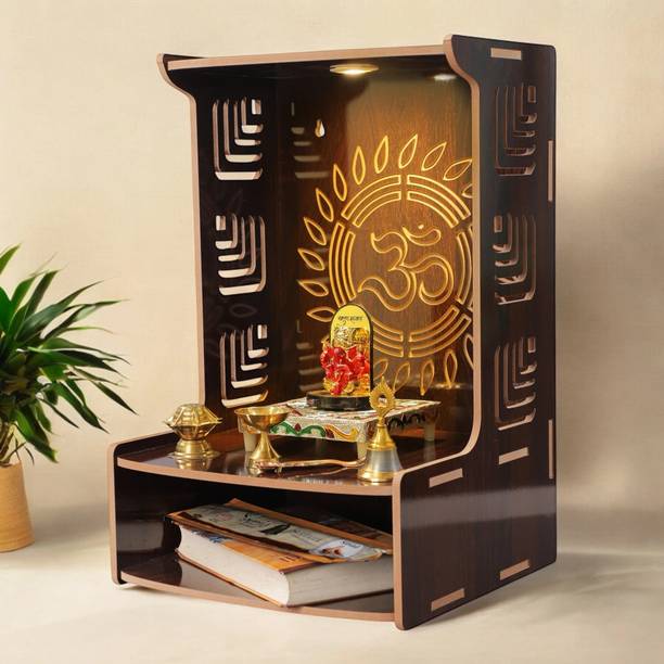 VINTAGECREATION Wooden Pooja Mandir for Home Temple for Office Puja Mandir for Home Engineered Wood Home Temple